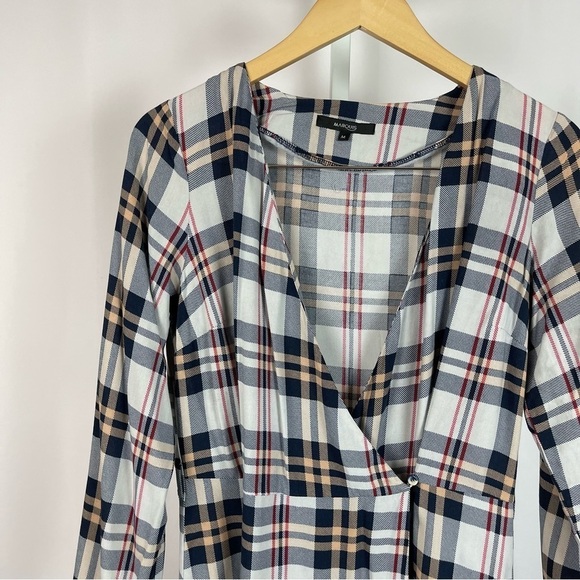 Marquis Medium Plaid Wrap Long Sleeve Academia Dress Preppy Clueless - Picture 9 of 9